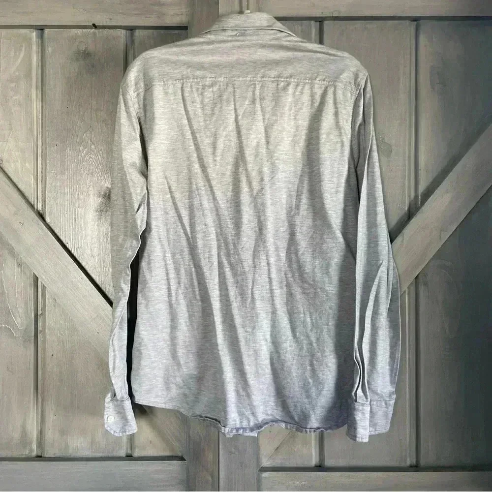 Banana Republic men’s performance knit button-down gray stretch‎ L